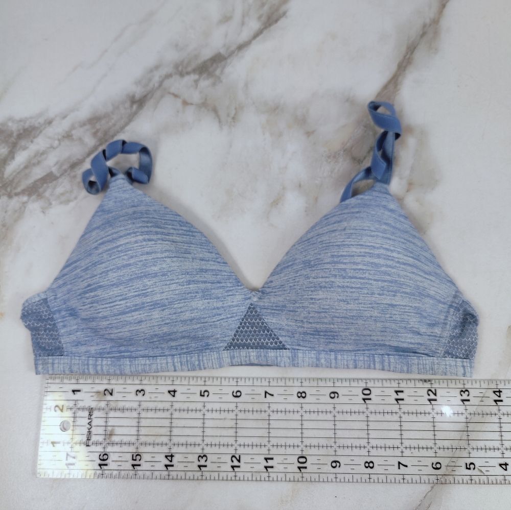 Hanes Oh So Light ComfortFlex Wire Free Bra Bralette, Denim Blue Heather, S - Picture 13 of 14